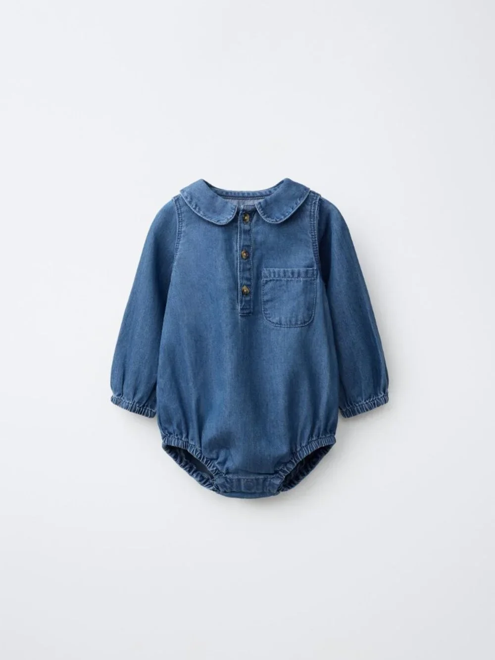 Zara Baby Denim Peter Pan Collar Bodysuit (12-18 months)